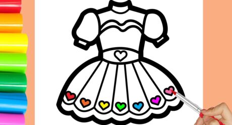 How To Draw Dress With Rainbow Colors For Children ?