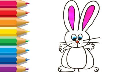Rabbit Drawing and Coloring For Kids | Coloring Pages For Children