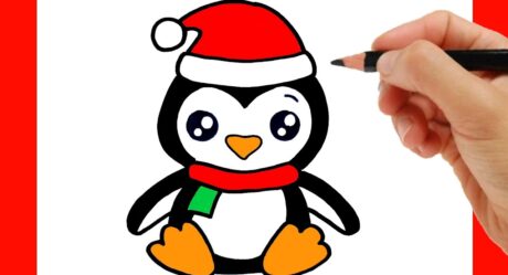 how to draw a christmas penguin