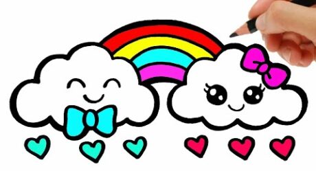 HOW TO DRAW A RAINBOW – HOW TO DRAW A CLOUD – DRAWING AND COLORING A CLOUD AND RAINBOW