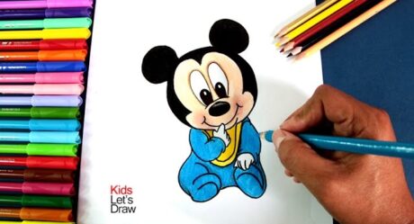 Cómo dibujar a Bebé Mickey Mouse | How to draw Baby Mickey Mouse