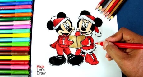 Cómo dibujar a Mickey y Minnie Mouse con temática de Navidad