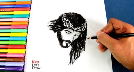Cómo dibujar el rostro de Jesús crucificado (fácil) | How to draw the face of Jesus crucified easy!