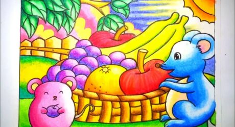 Cara mewarnai gradasi dengan crayon | Menggambar Buah-buahan | Drawing Fruits n Mouse