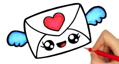 HOW TO DRAW AND COLORING A CUTE LOVE ENVELOPE KAWAII EASY STEP BY STEP